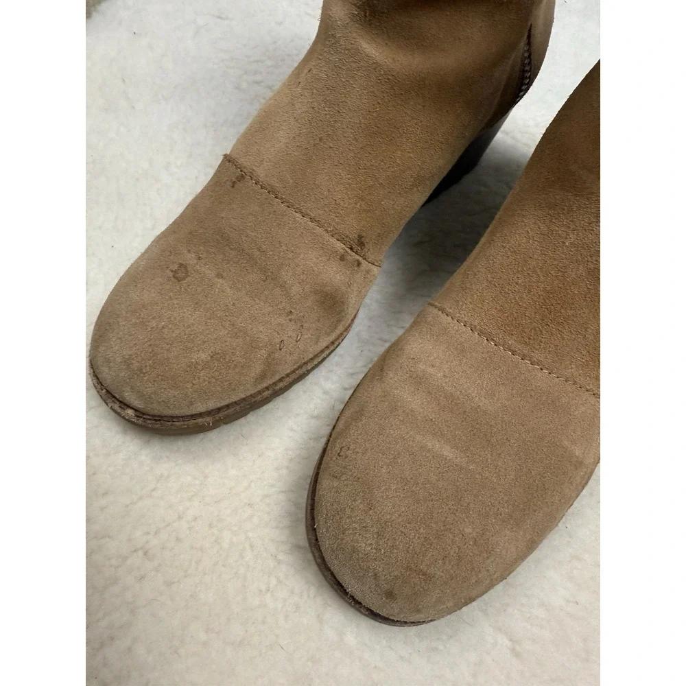 Sorel Cate‎ Ankle Boots Booties Block Heels Brown Suede Zip Women's 8.5 Western